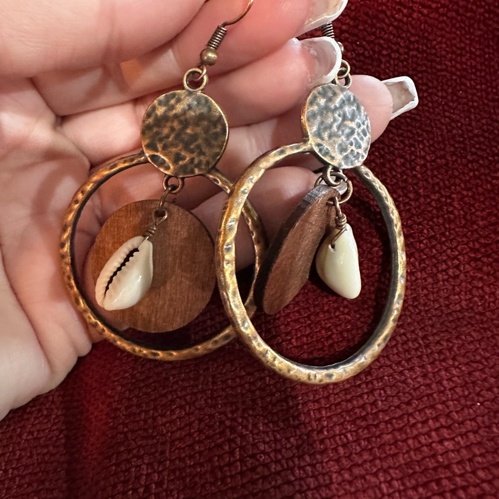 Bohemian Gold and Brown Dangle Earrings
